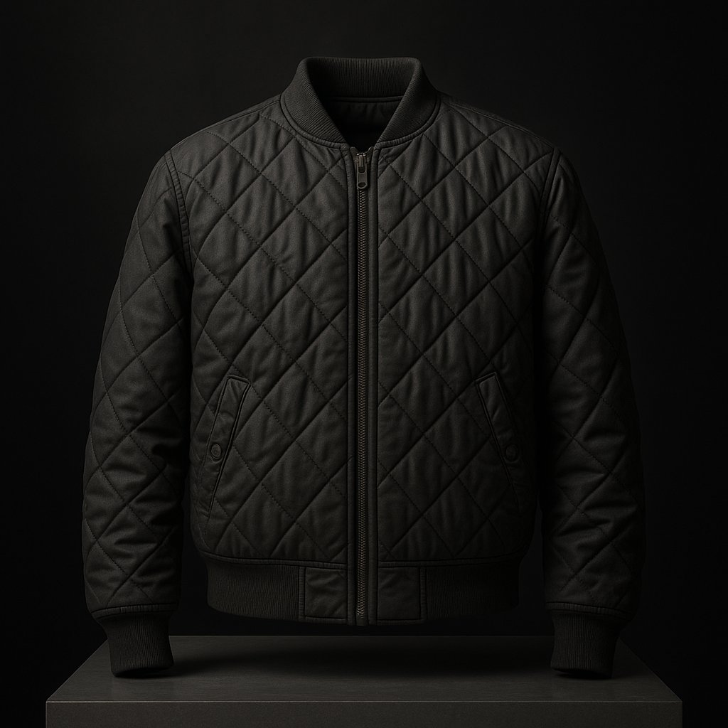Charcoal Quilted Bomber